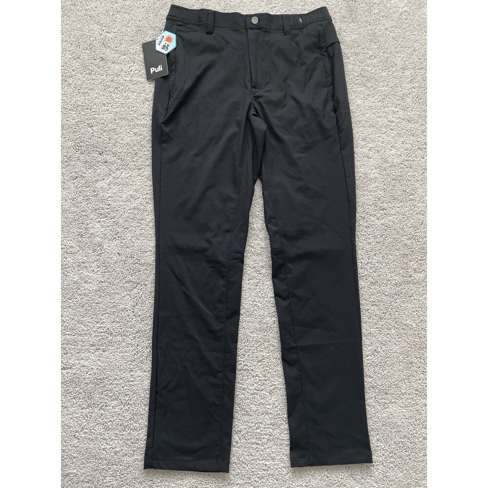 New PULI Men’s Black Stretch Slim Fit Waterproof Golf Pants with Pockets 32Wx32L
